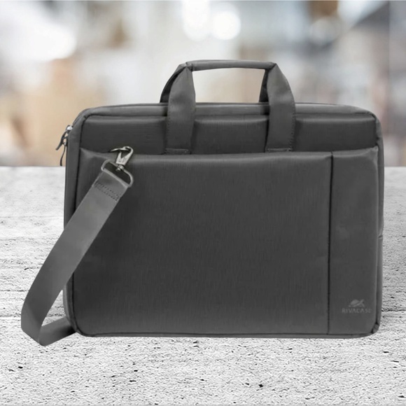 NWOT Rivacase Gray #8251 Notebook Laptop 17.3" x 12" x 2" Bag w/Shoulder Strap - Picture 2 of 9